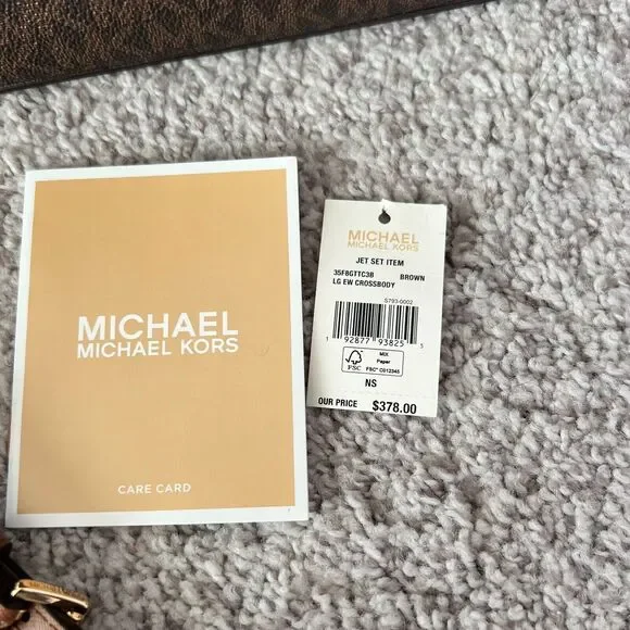 NWT $378 Michael Kors Jet Set Crossbody Bag Brown Adjustable Strap Women NEW - Picture 7 of 9